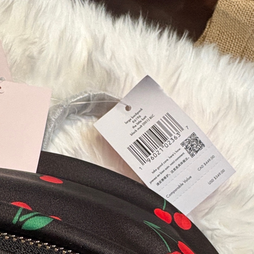 Kate Spade Black Backpack with Red Cherry Design - Picture 2 of 4